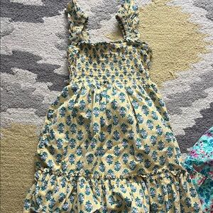 Crewcuts Yellow and Blue Floral Kids Casual Dress